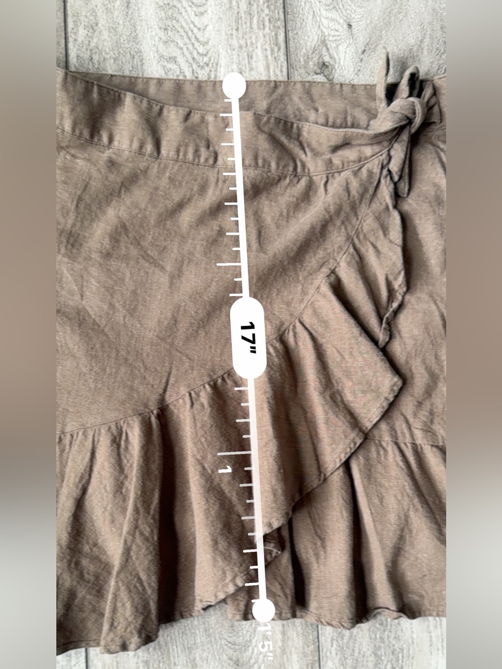 Free People- Tan Wrap Ruffle Linen Skirt- Summer Concert Ready! - Picture 7 of 9